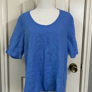 Women’s Flax 100% Linen Short Sleeve Tunic Top Size S